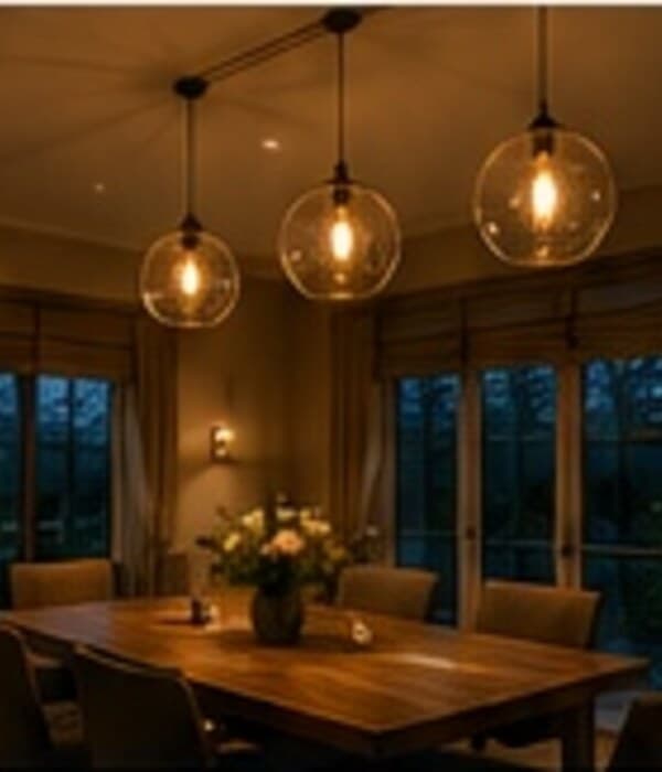 Bespoke feature lighting in a contemporary interior