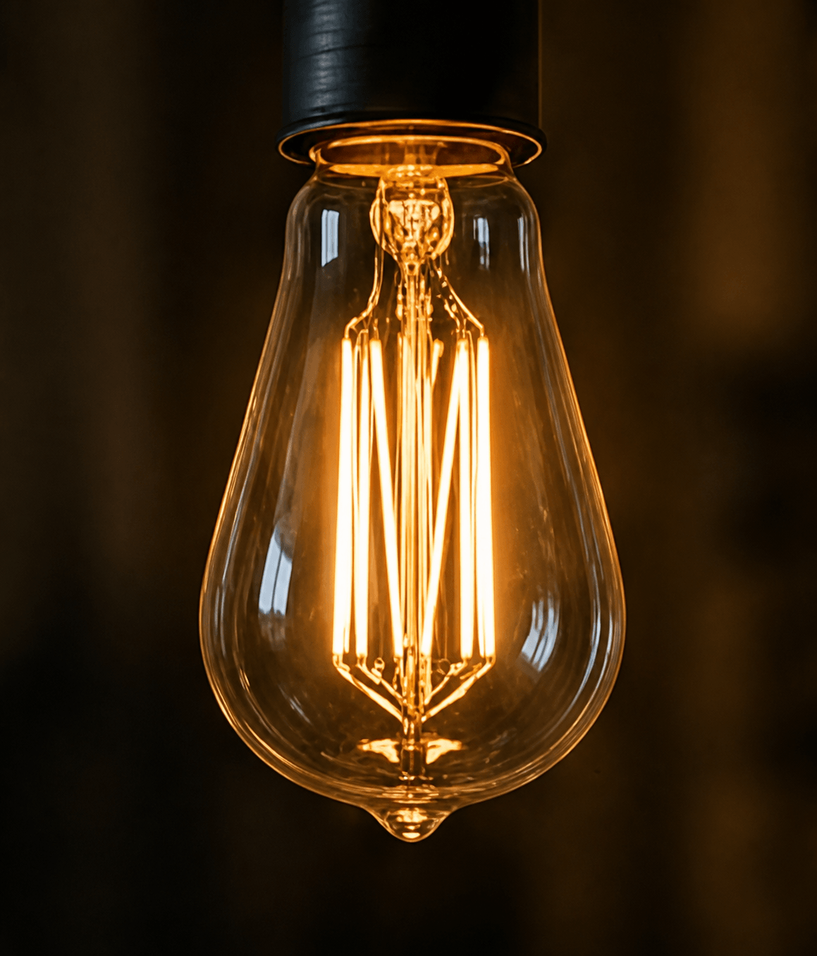Warm decorative lightbulbs suspended in a home